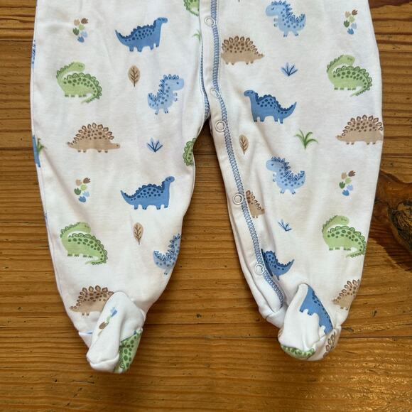 Kissy Kissy White Pajamas with Blue and Green Dinosaurs - Picture 3 of 4